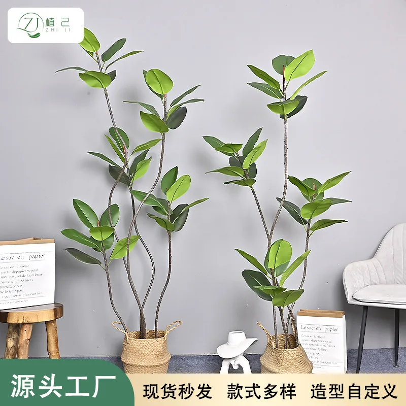 Rubber Plant Ficus - Plante artificielle en caoutchouc, imitation diamant