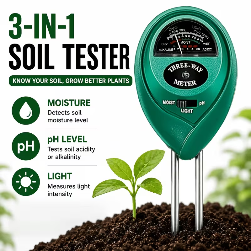 Plant Parent Tools - Testeur de sol 3-en-1 (humidité, pH